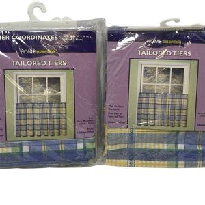 Vintage Home Essentials Holden Plaid Tailored Tiers Curtains Set of 2 New in Pkg